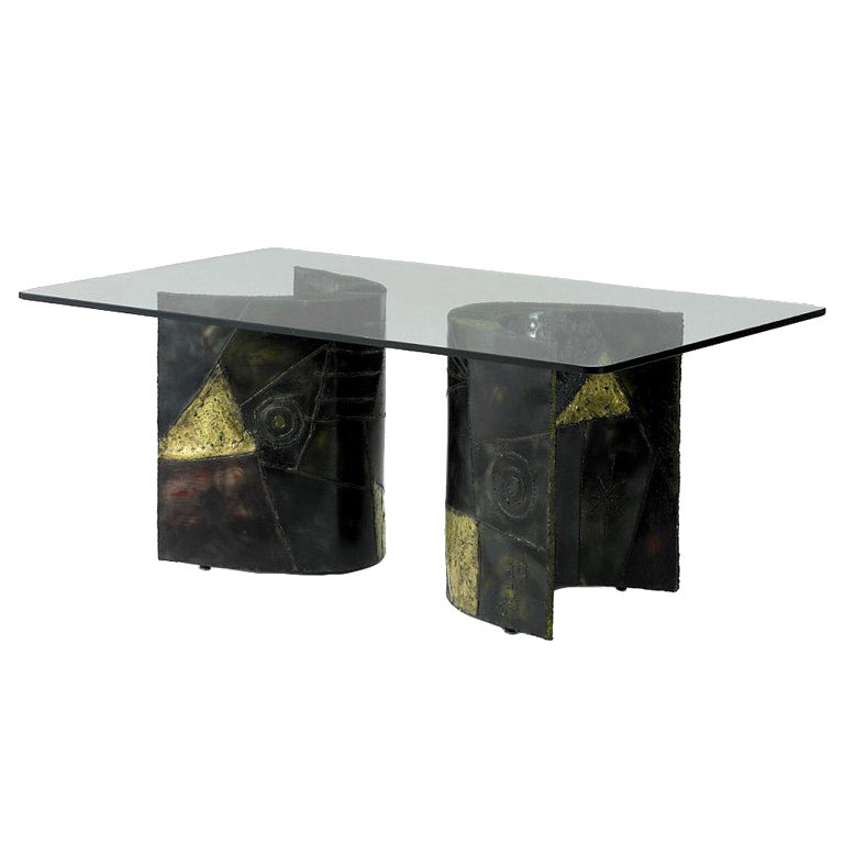 Dining table with welded steel base Paul Evans