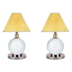 Pair of Baccarat crystal ball art deco table lamps Jacques Adnet