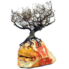 Lone Pine Metal and Onyx Sculpture by C. Jere