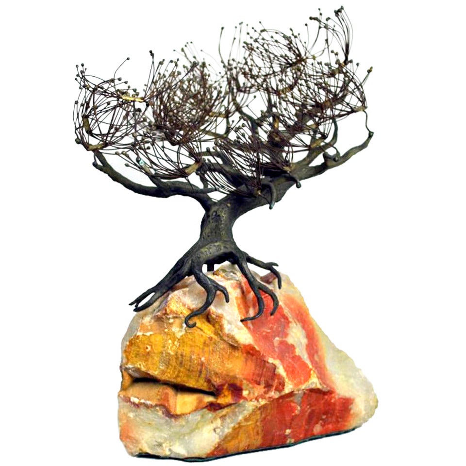 Lone Pine Metal and Onyx Sculpture by C. Jere
