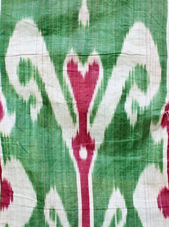 Silk Woven Ikat Kaftan Robe Central Asia In Good Condition In Atlanta, GA