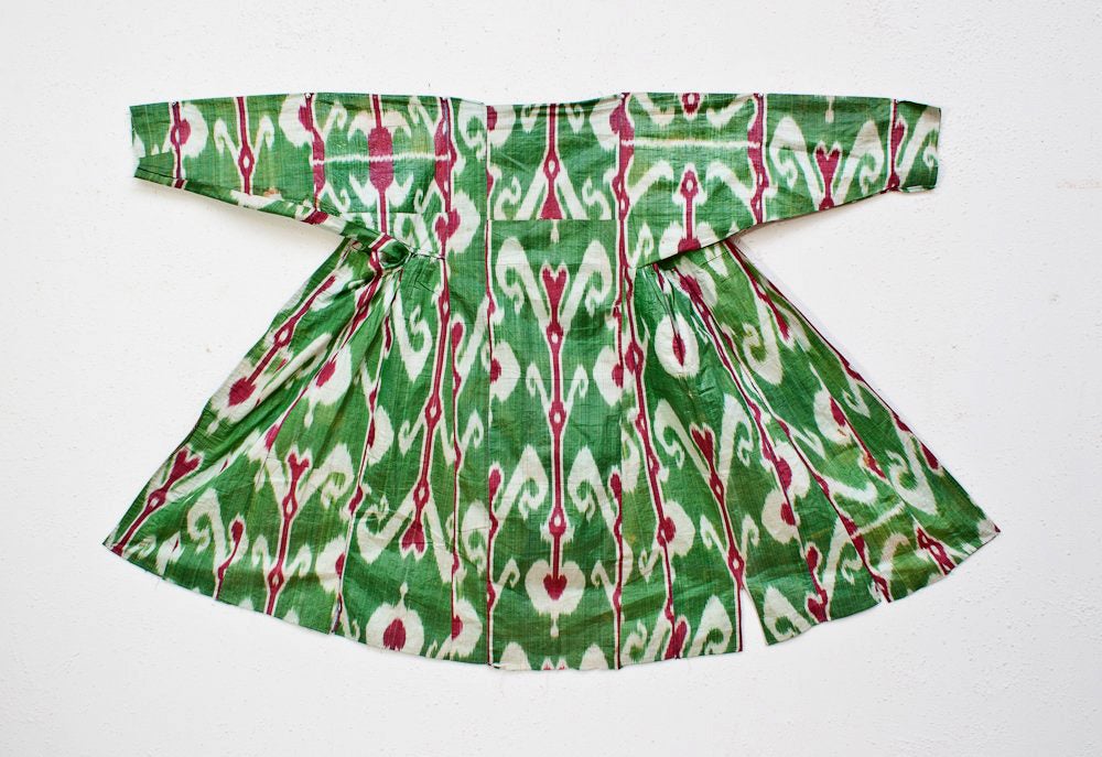Uzbek Silk Woven Ikat Kaftan Robe Central Asia