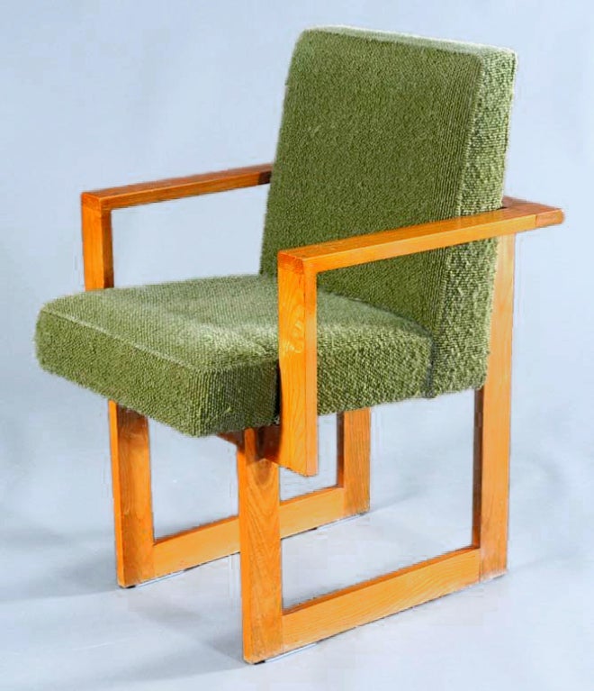 Set of Six unusual Oak Cubist dining chairs Vladimir Kagan