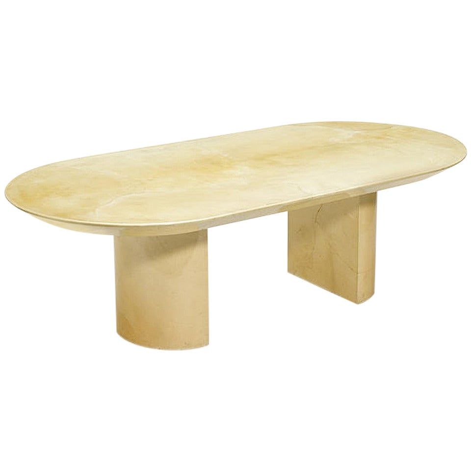 Large Lacquered Goatskin Dining Table by Karl Springer