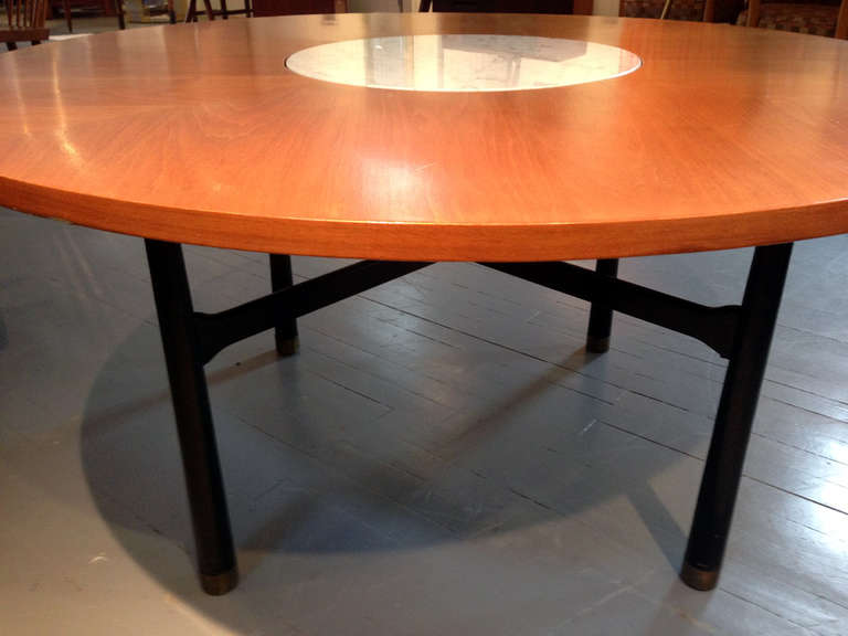 American Walnut Center Table with Stone Insert by Harvey Probber