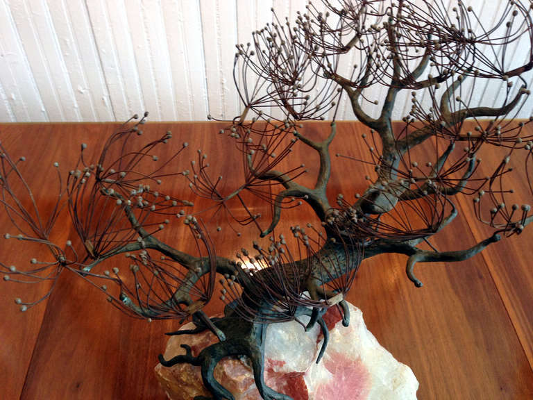 American Lone Pine Metal and Onyx Sculpture by C. Jere