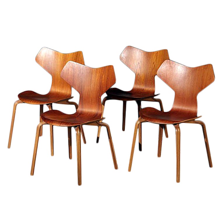 Four Vintage Grand Prix Chairs Arne Jacobsen Fritz Hansen