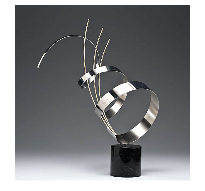 Abstract Chrome Sculpture on Marble base C. Jere signed For Sale 1