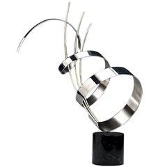 Vintage Abstract Chrome Sculpture on Marble base C. Jere signed