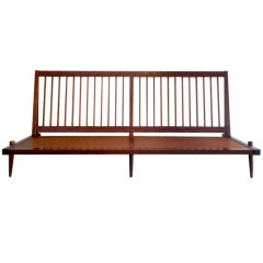 Retro Walnut armless settee sofa with cushions George Nakashima