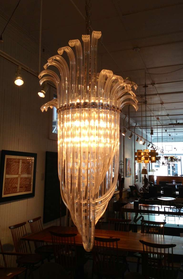 American Large dramatic lucite chandelier Art Deco style