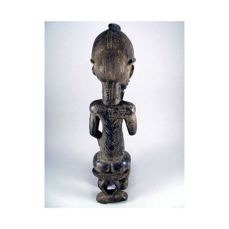 Baule male figure from Ivory Coast African tribal art In Good Condition In Atlanta, GA