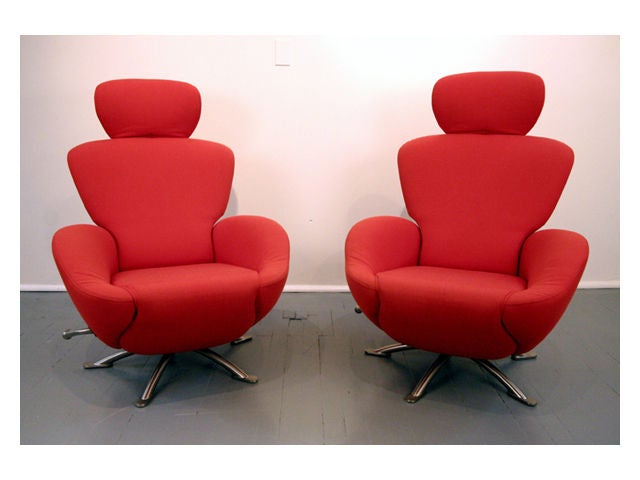Fabulous lounge chairs designed by Toshiyuki Kita for Cassina Italia. Beauty and comfort fuses perfectly in this chair. When unfolded, it becomes a lounge chair and can be reclined to any desired position. <br />
Note: price per chair is 3000.
