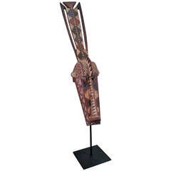 Large African polychrome wood Bobo Mask on stand 11