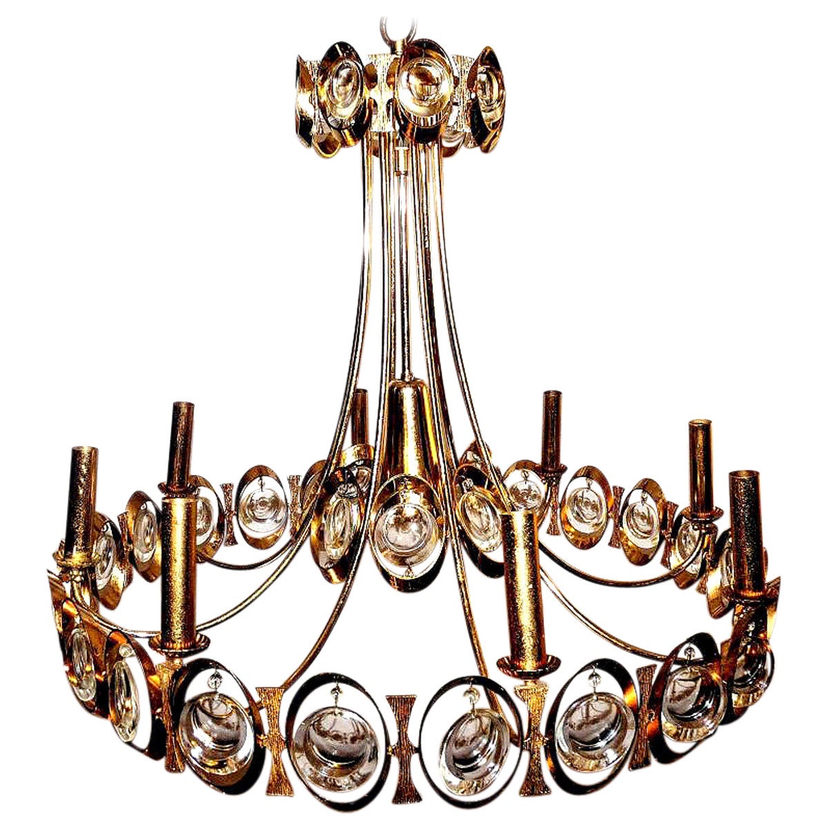 German Palwa Chandelier Gold Plated and Crystal