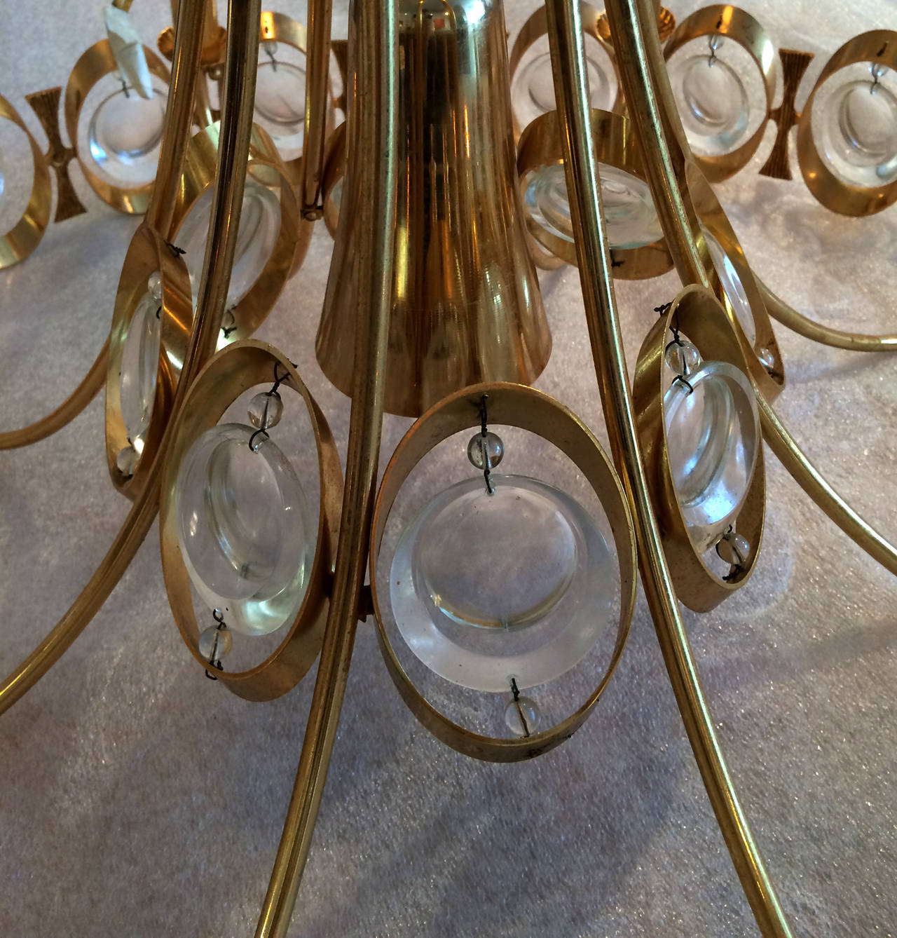 German Palwa Chandelier Gold Plated and Crystal In Good Condition In Atlanta, GA