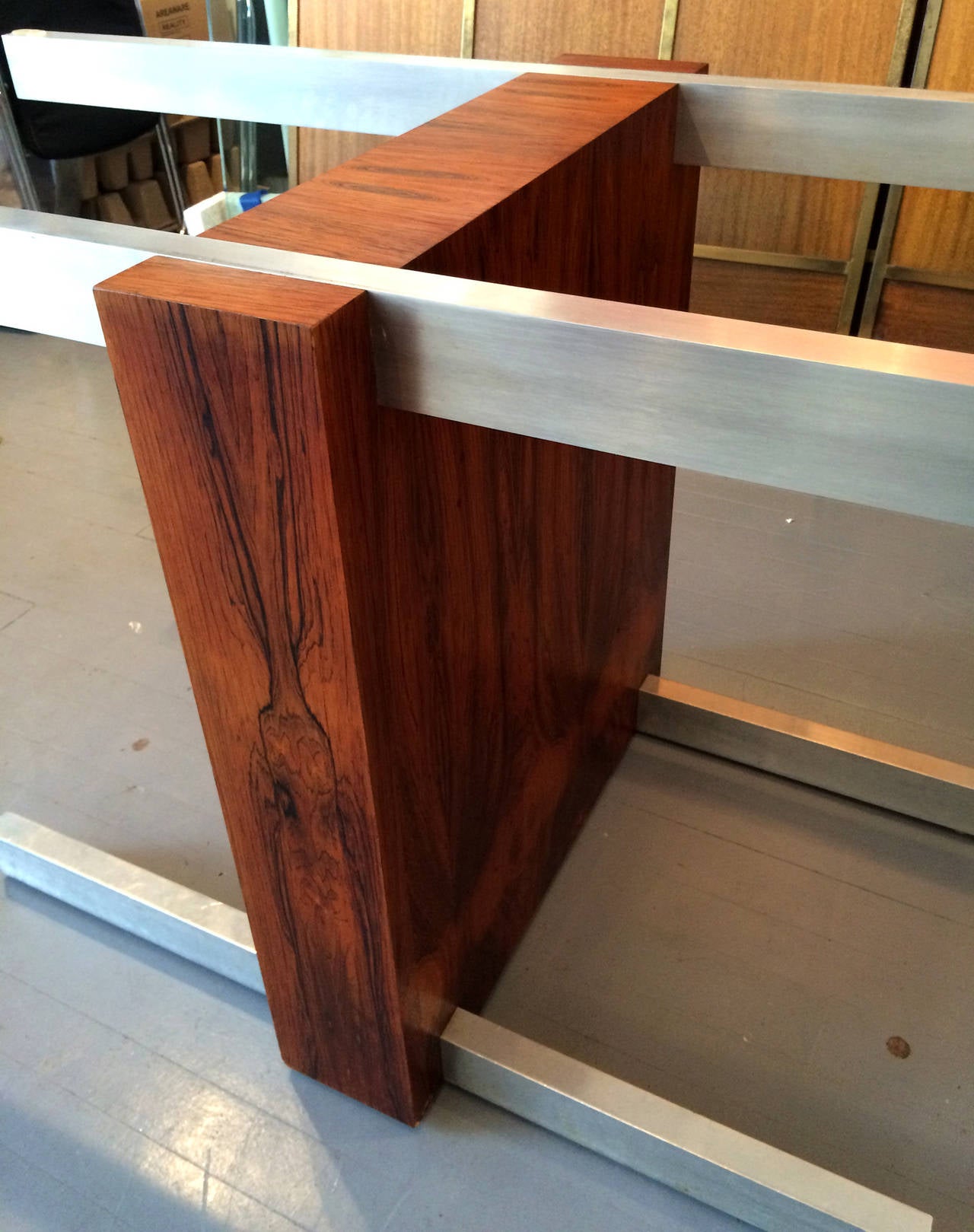 Mid-Century Modern Rosewood and Metal Cubist Table Base by Vladimir Kagan