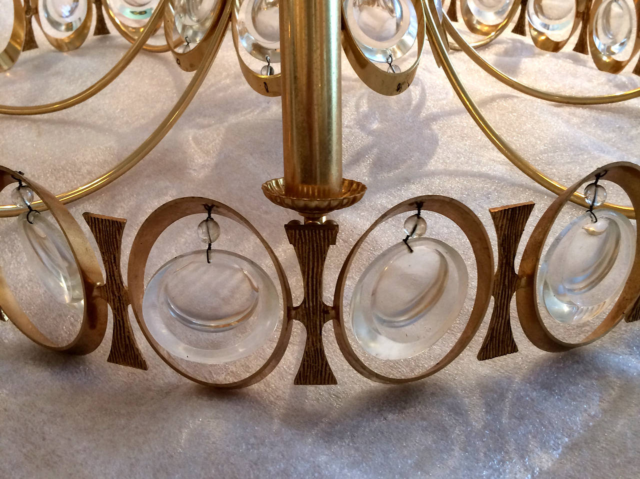 Mid-Century Modern German Palwa Chandelier Gold Plated and Crystal
