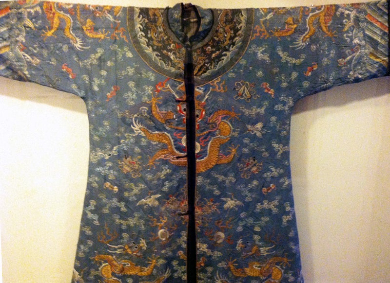Chinese Silk Embroidered Dragon Robe Ching Dynasty 1