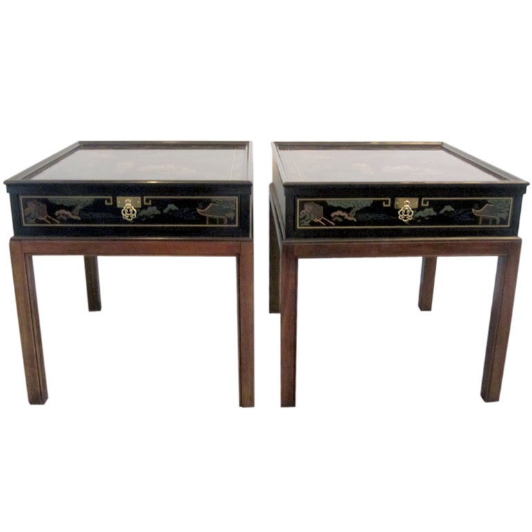 Pair of Lacquered Night Stands by Drexel Heritage