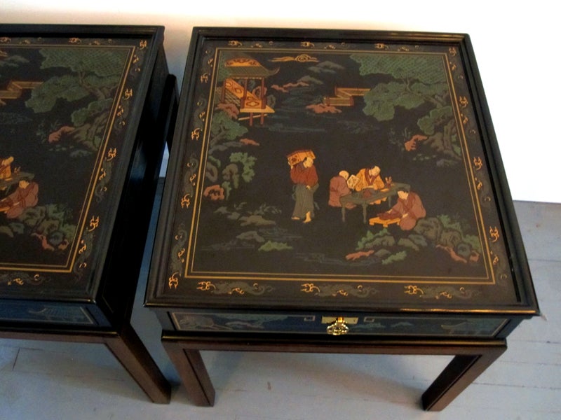 Pair of Lacquered Night Stands by Drexel Heritage 1