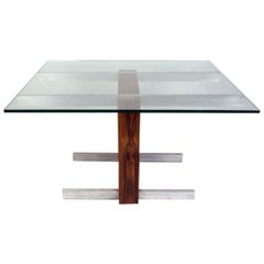 Rosewood and Metal Cubist Table Base by Vladimir Kagan