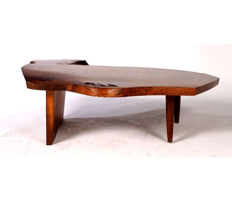 Late 20th Century Free Edge Walnut Coffee Table George Nakashima