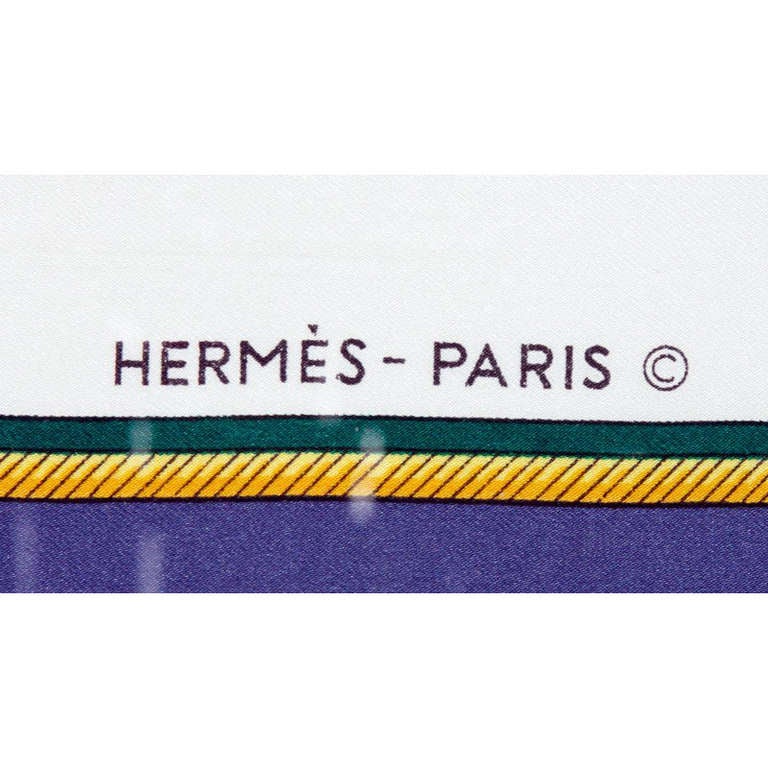 Mid-20th Century Vintage Hermes Scarf Francois de la Perriere in frame