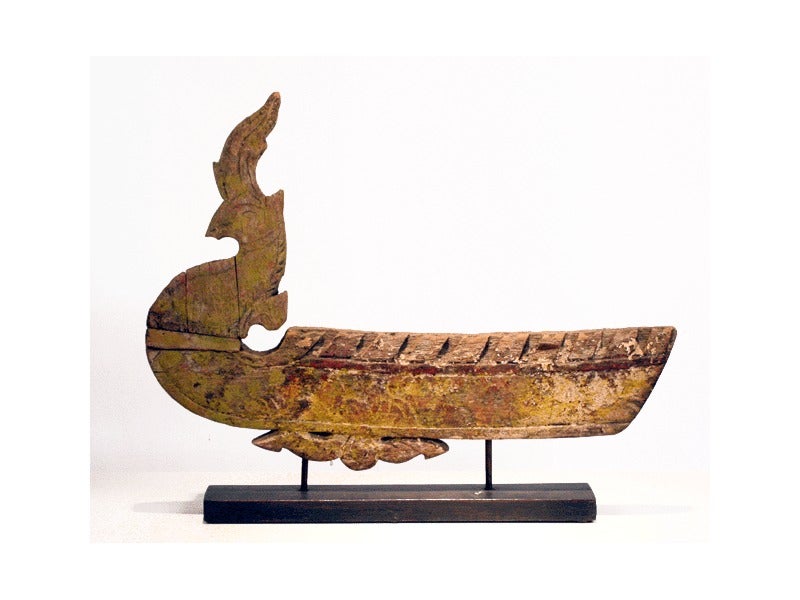 Other Two Antique Hong Bird Roof Carvings from Thailand For Sale