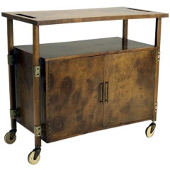 Burl Wood Bar Serving Cart Cabinet Harold Schwartz Romweber