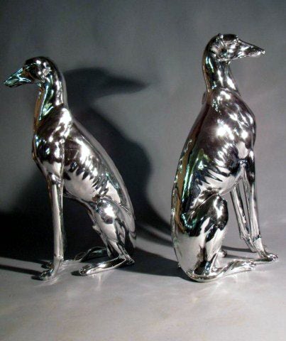 Pair of Chrome Greyhounds or Whippets