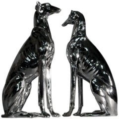 Pair of Chrome Greyhounds or Whippets