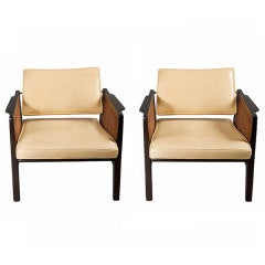 Pair lounge chairs adjustable back Edward Wormley Dunbar