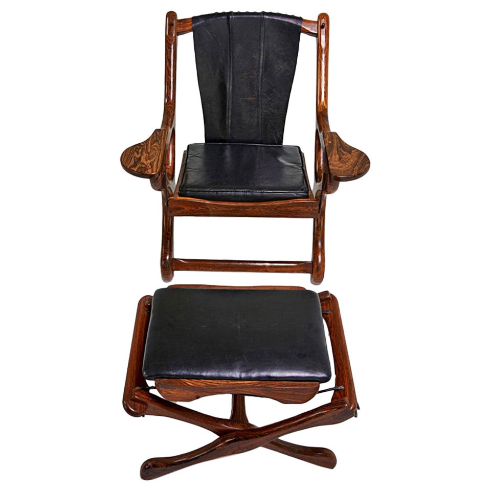 Rosewood and leather lounge Chair and Ottoman Don Shoemaker