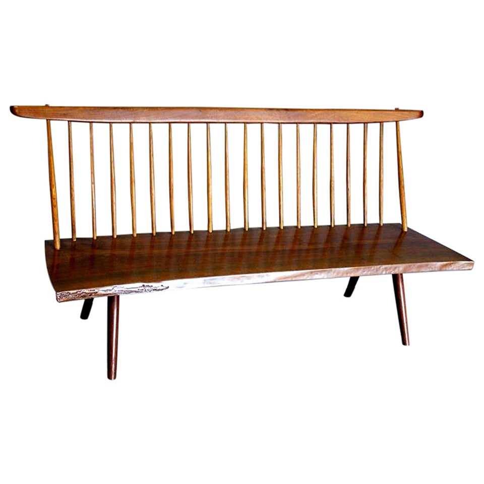Early Free Edge Walnut Bench by American Woodworker George Nakashima