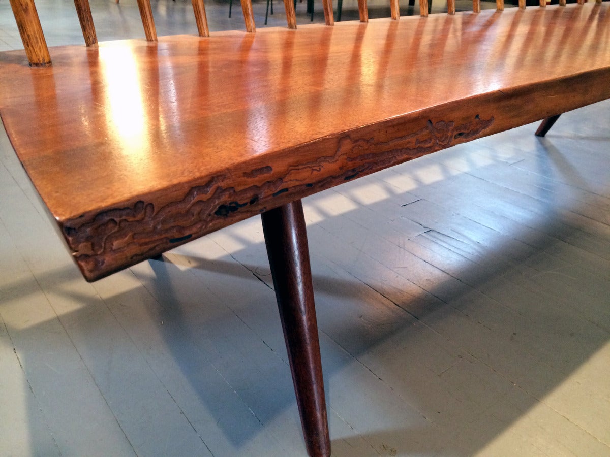 Hickory Early Free Edge Walnut Bench by American Woodworker George Nakashima