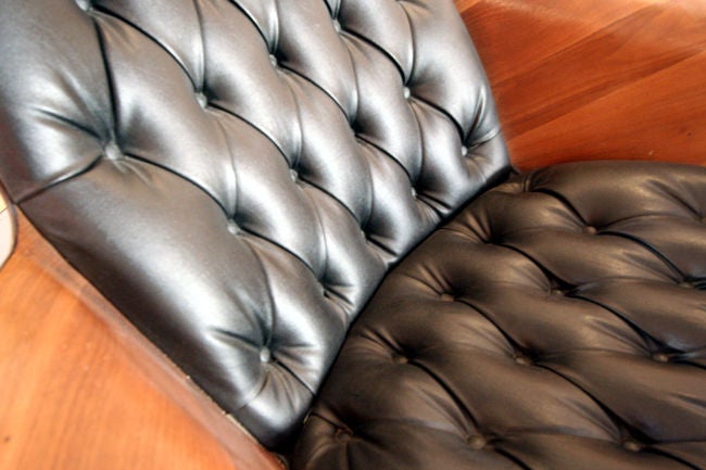 Steel On hold Plycraft Tufted Lounge Chair by George Mulhauser