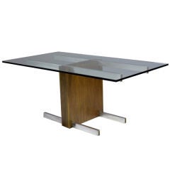 Cubist Glass Top Dining Table or Desk by Vladimir Kagan