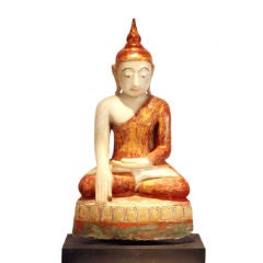 Antique Marble Seated Buddha Statue Burma Southeast Asia 3