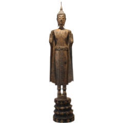 Antique Gilded Standing Buddha from Laos Southeast Asia 5