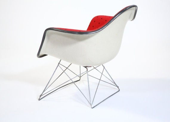 Mid-Century Modern Eames LAR Chair w/ Cat's Cradle base & Alexander Girard  Fabric