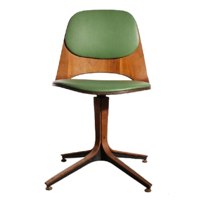 1963 Plycraft Swivel Task Chair with Green Pad