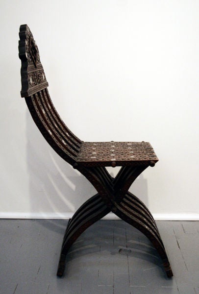 20th Century Syrian mother of pearl inlaid folding chair
