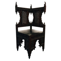 Antique Anglo-Indian Carved Corner Chair