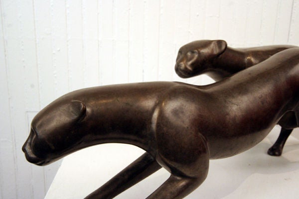 Loet Vanderveen Running Chetahs Bronze Sculpture In Good Condition In Atlanta, GA