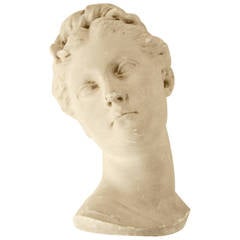 Wall Mounted Plaster Bust of Woman