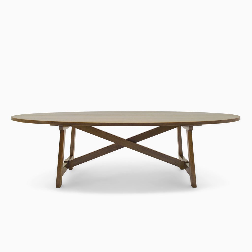 Contemporary The Oval Trestle Table For Sale