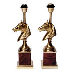 Pair of Pierre Lottier Equestrian Lamps