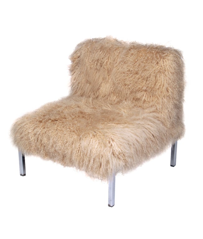 Mongolian Lamb x Chrome Slipper Chairs