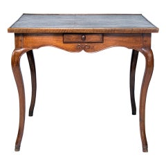 Antique Leather Topped Louis XV Game Table